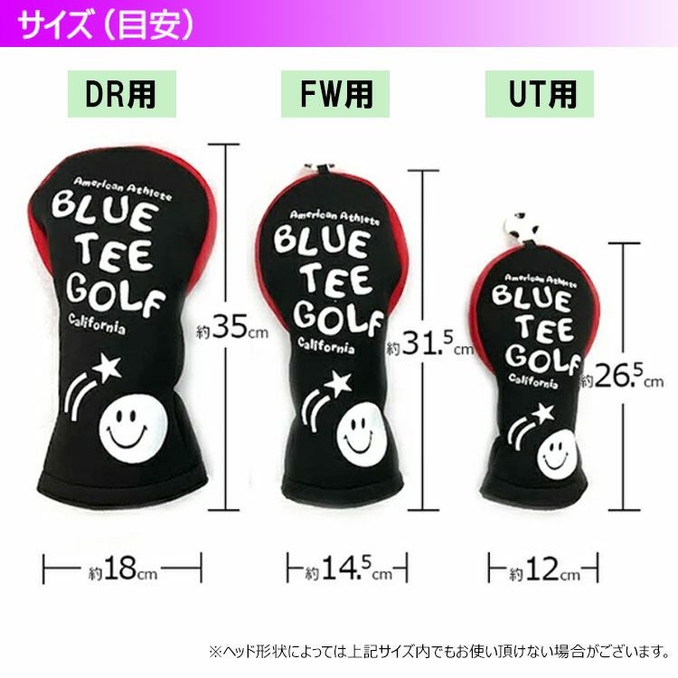 ブルーティーゴルフストレッチスマイルヘッドカバードライバー用460cc対応BLUETEEGOLFHC-034