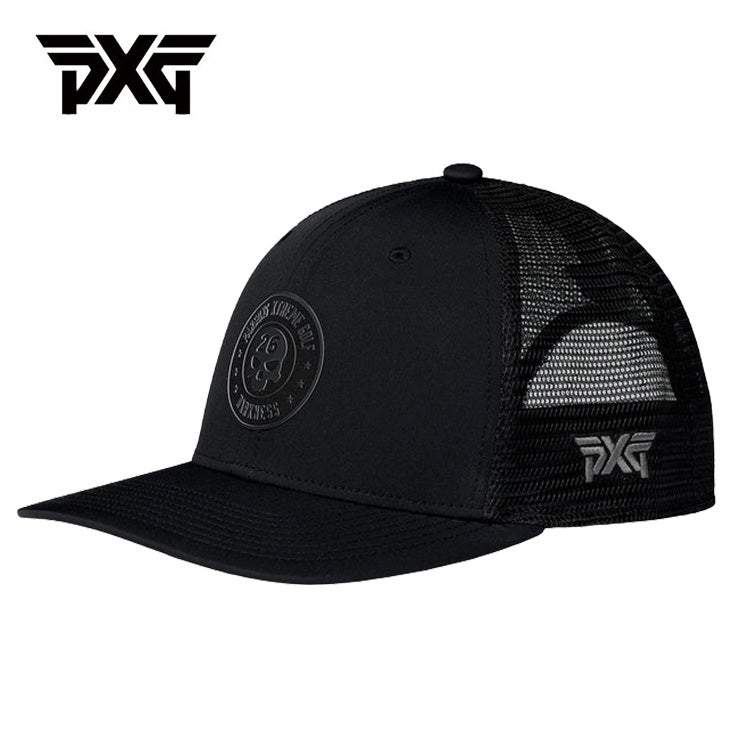 PXG キャップダークネス 6パネル トラッカーパッチ スナップバック